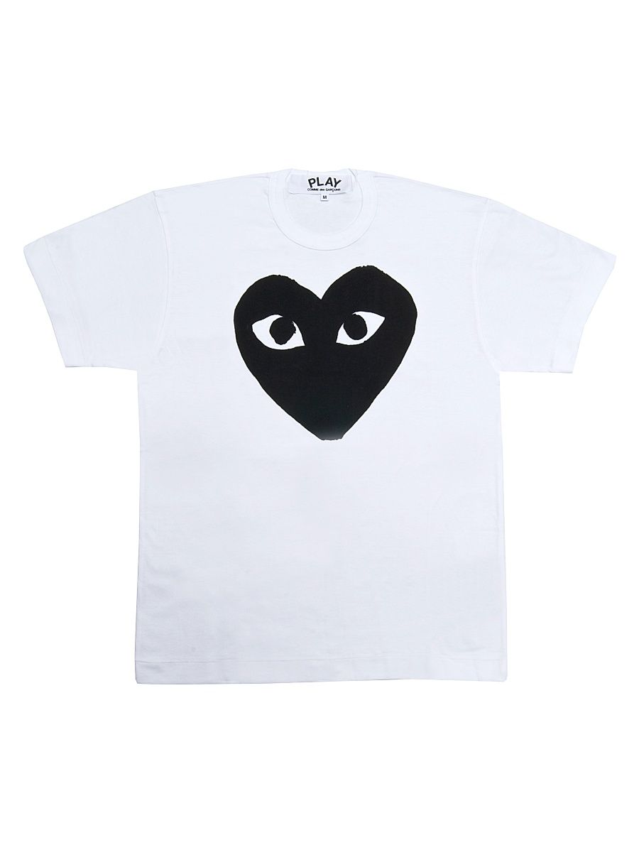 Women's Giant Heart T-Shirt - White Black - Size XS