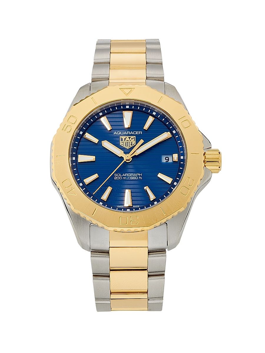 Men's Aquaracer Stainless Steel & 18K Yellow Gold Bracelet Watch/40MM