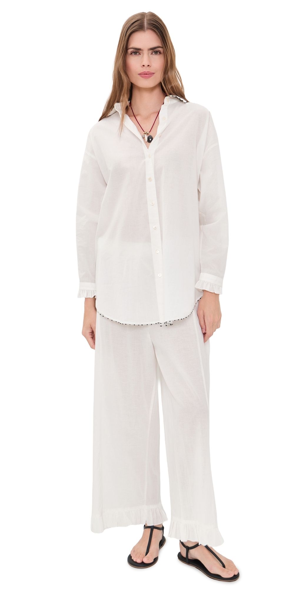 Chan Luu Posey Ruffle Set White One Size