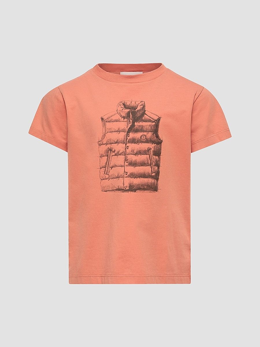 Little Boy's & Boy's Crew Neck in Cotton - Coral Orange - Size 4