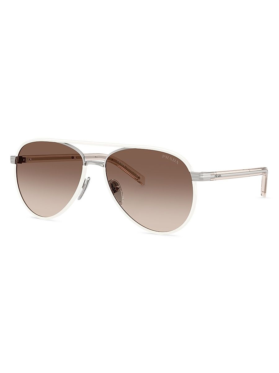 Women's 59MM Aviator Sunglasses - Pale Gold Brown Gradient