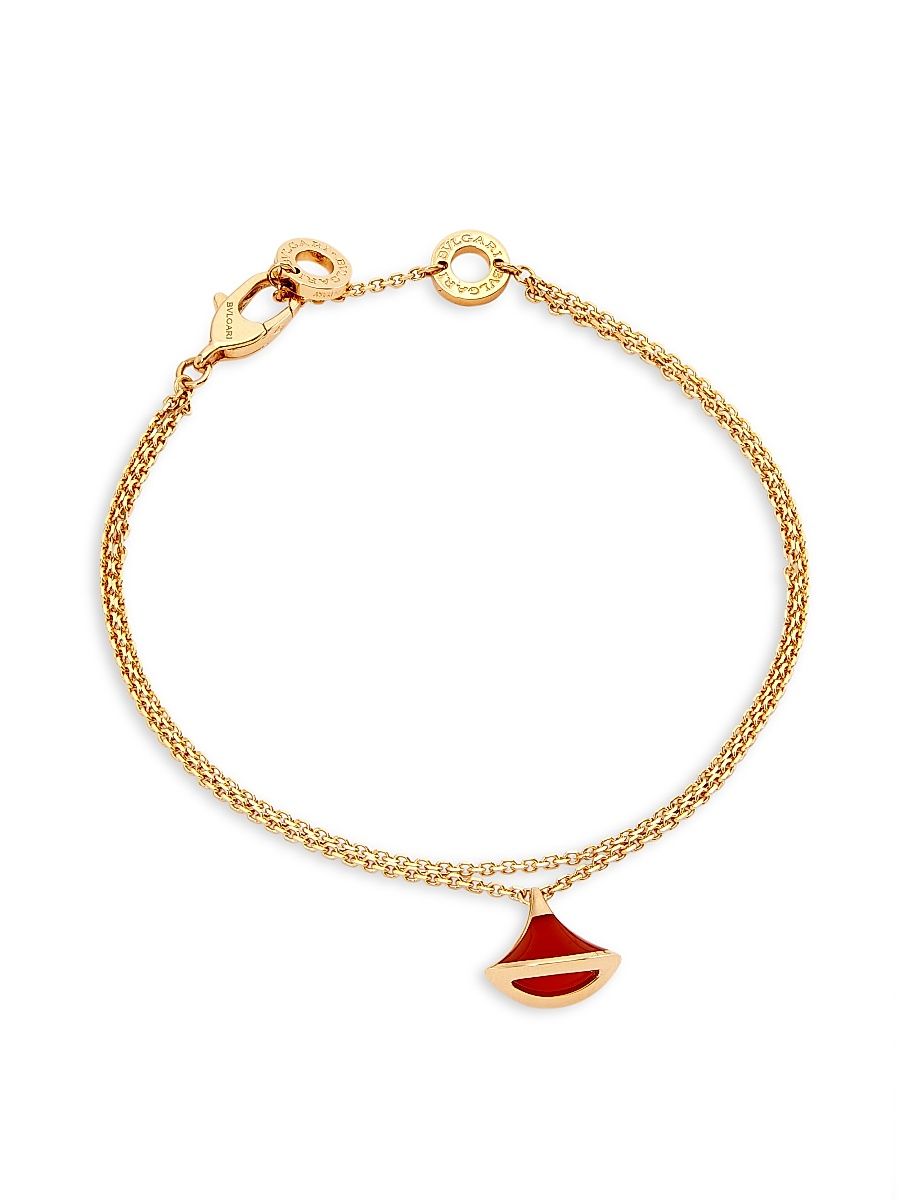 Women's Divas' Dream 18K Rose Gold & Carnelian Pendant Double-Strand Bracelet - Rose Gold - Size Small