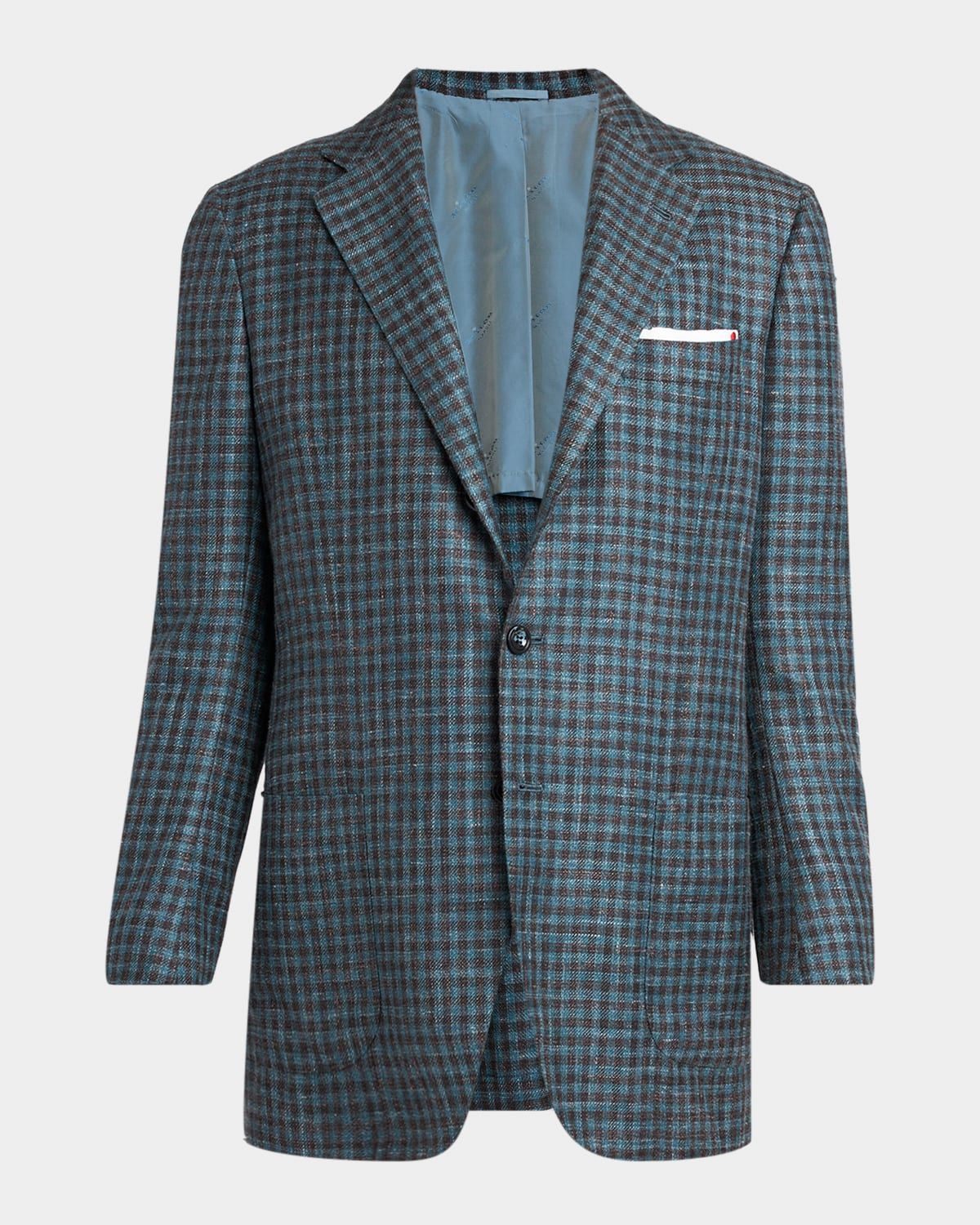 Men & apos;s Gingham Check Cotton-Blend Single-Breasted Blazer