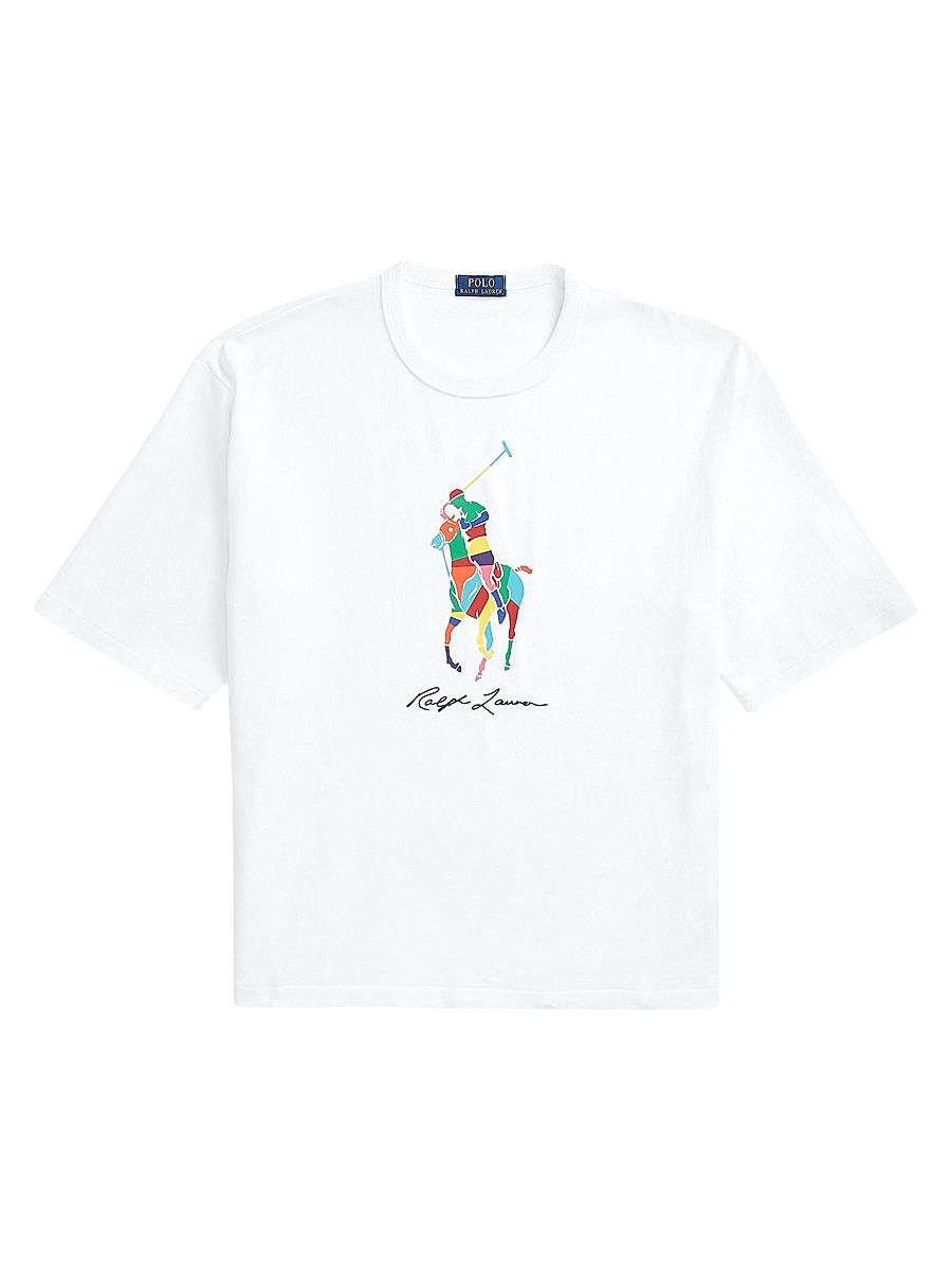 Men's Colorblocked Big Pony Logo T-Shirt - White - Size XL