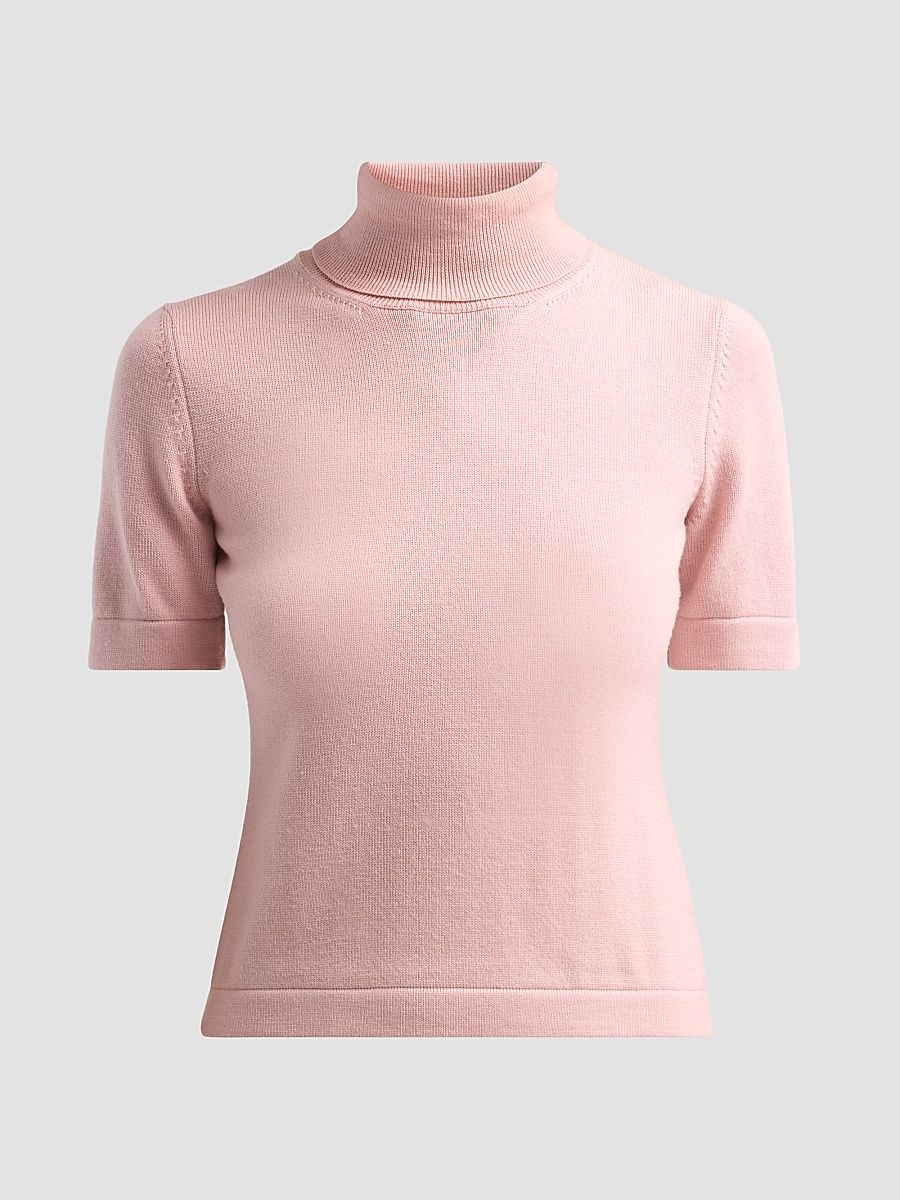 Women's Turtleneck Wool Top - Blush - Size XS