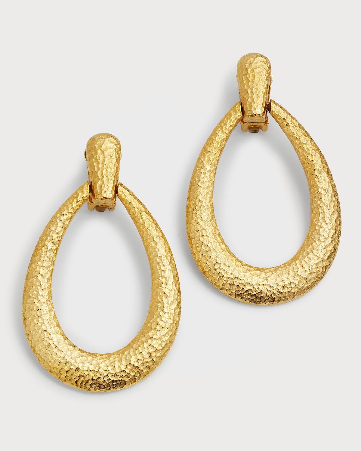 Gold Hammered Clip-On Earrings