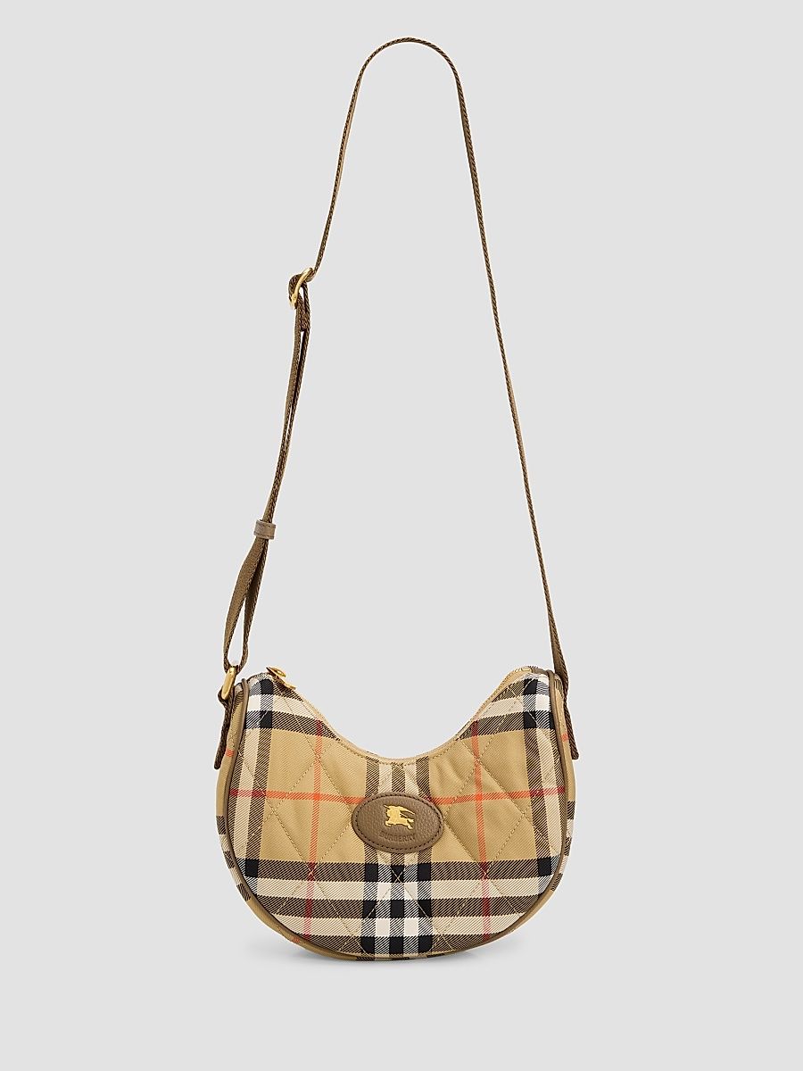 Women's Check Horseshoe Crossbody Bag - Sand