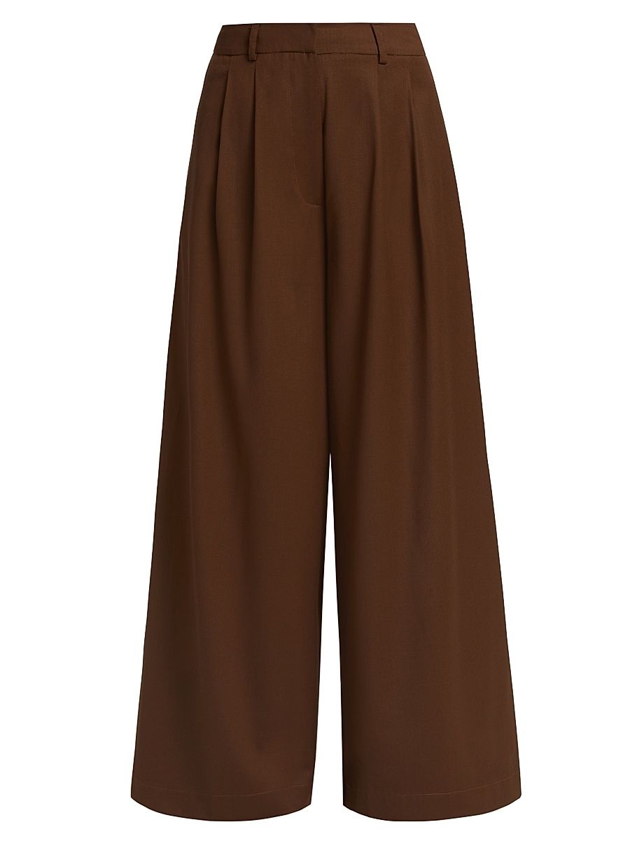 Women's Caseros Dominique Wide-Leg Tailored Pants - Brown - Size Large