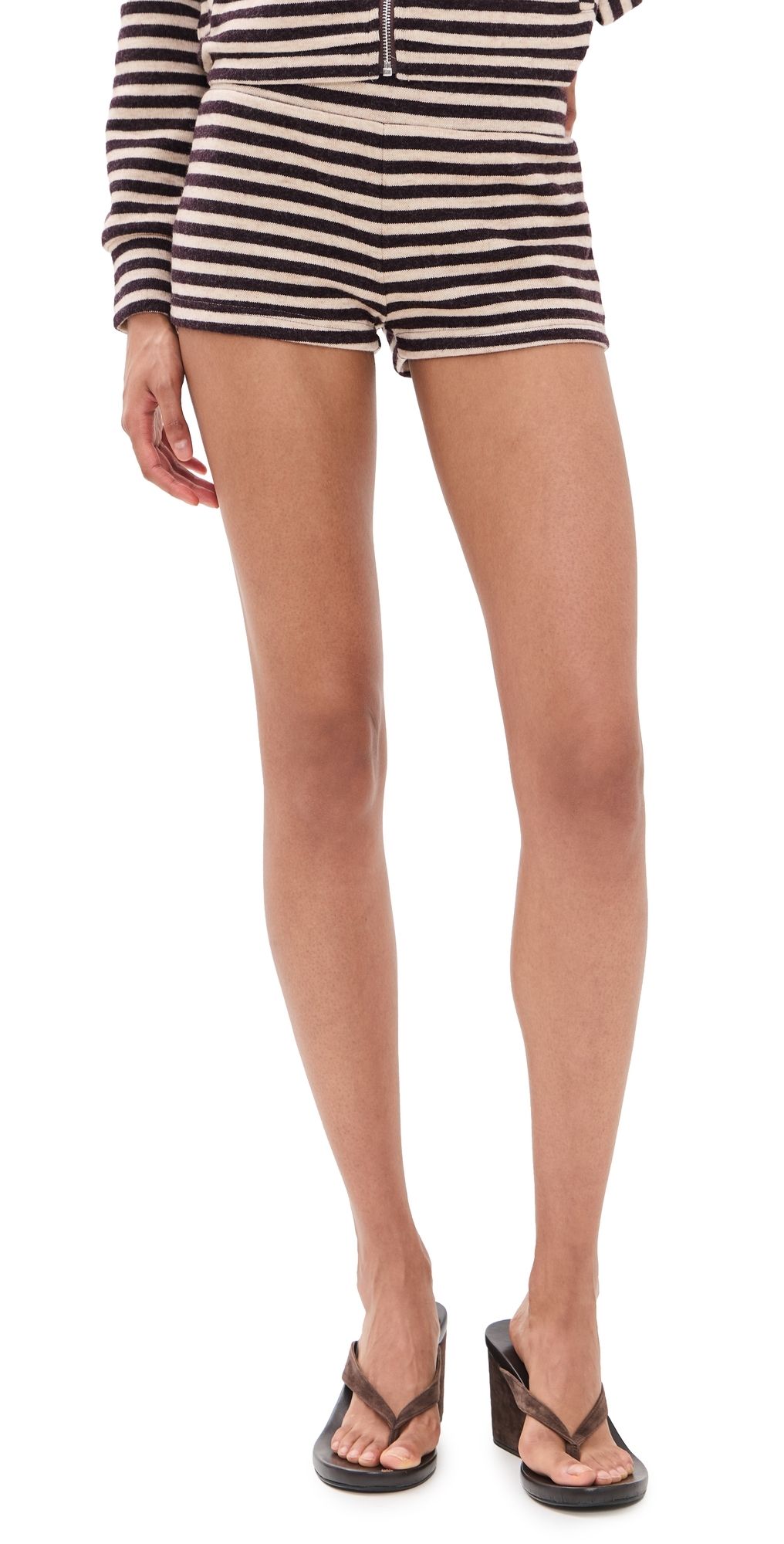 Lioness Bloom Knit Short Beige Chocolate Stripe XXS