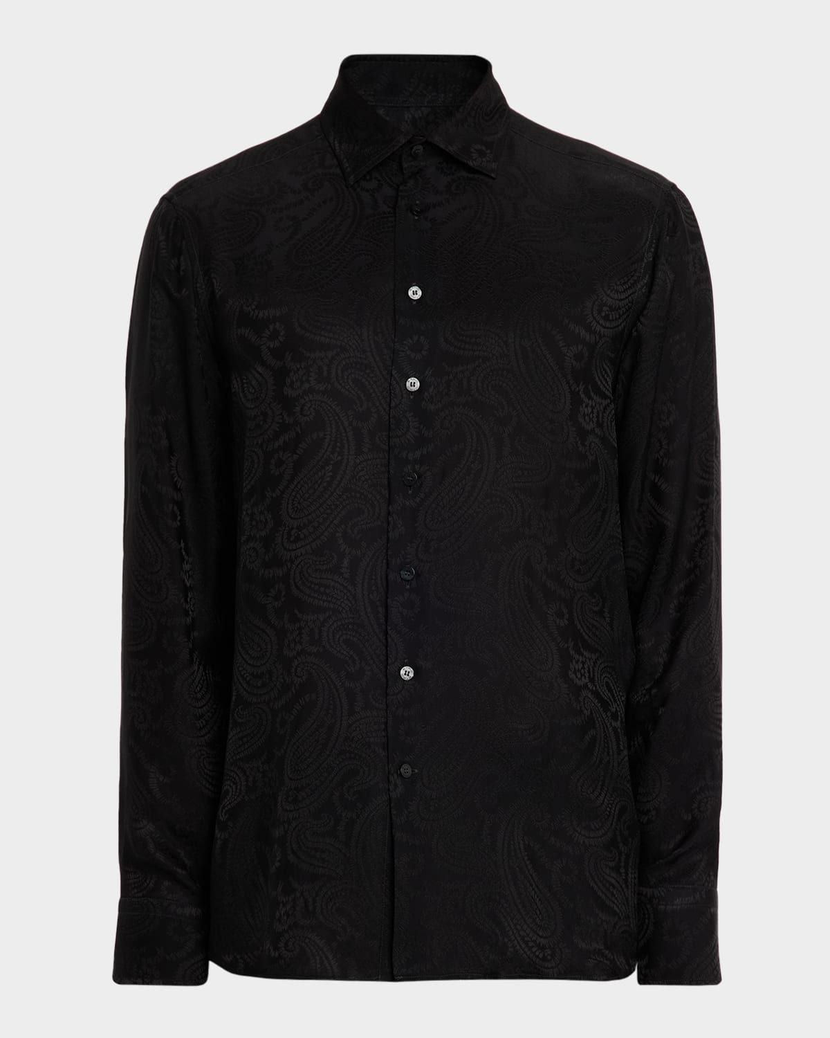 Men & apos;s Tonal Paisley Viscose and Silk Sport Shirt
