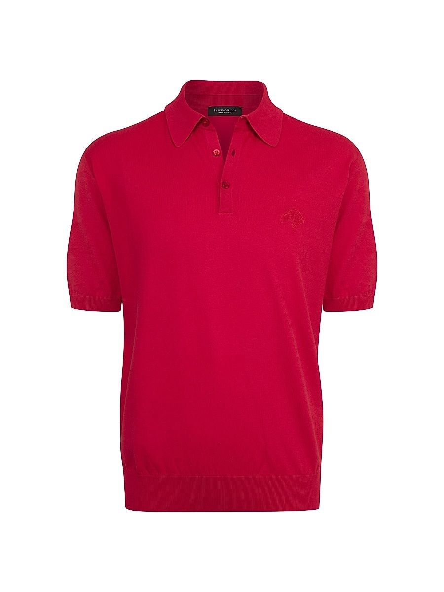 Men's Three Button Polo Shirt - Red - Size 40