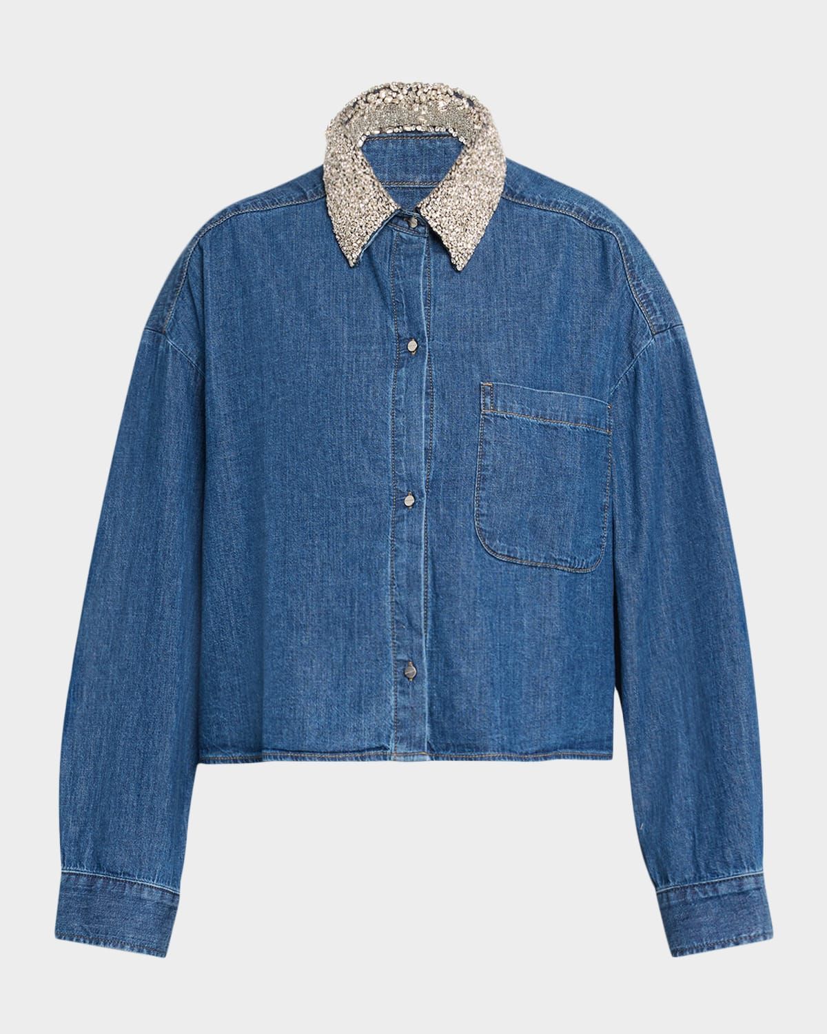 My Ex Denim Shirt with Crystal Collar