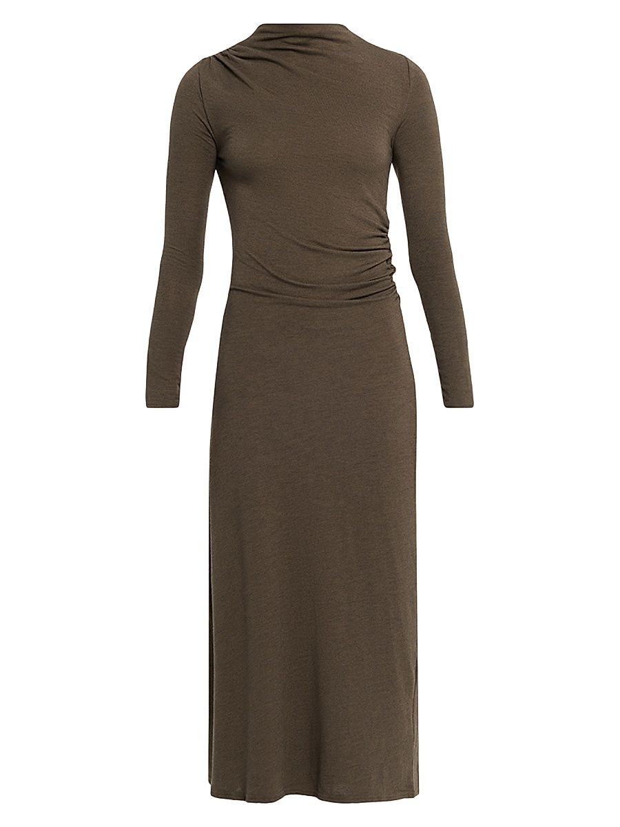 Women's Margaret Ruched A-Line Midi-Dress - Olive - Size XL