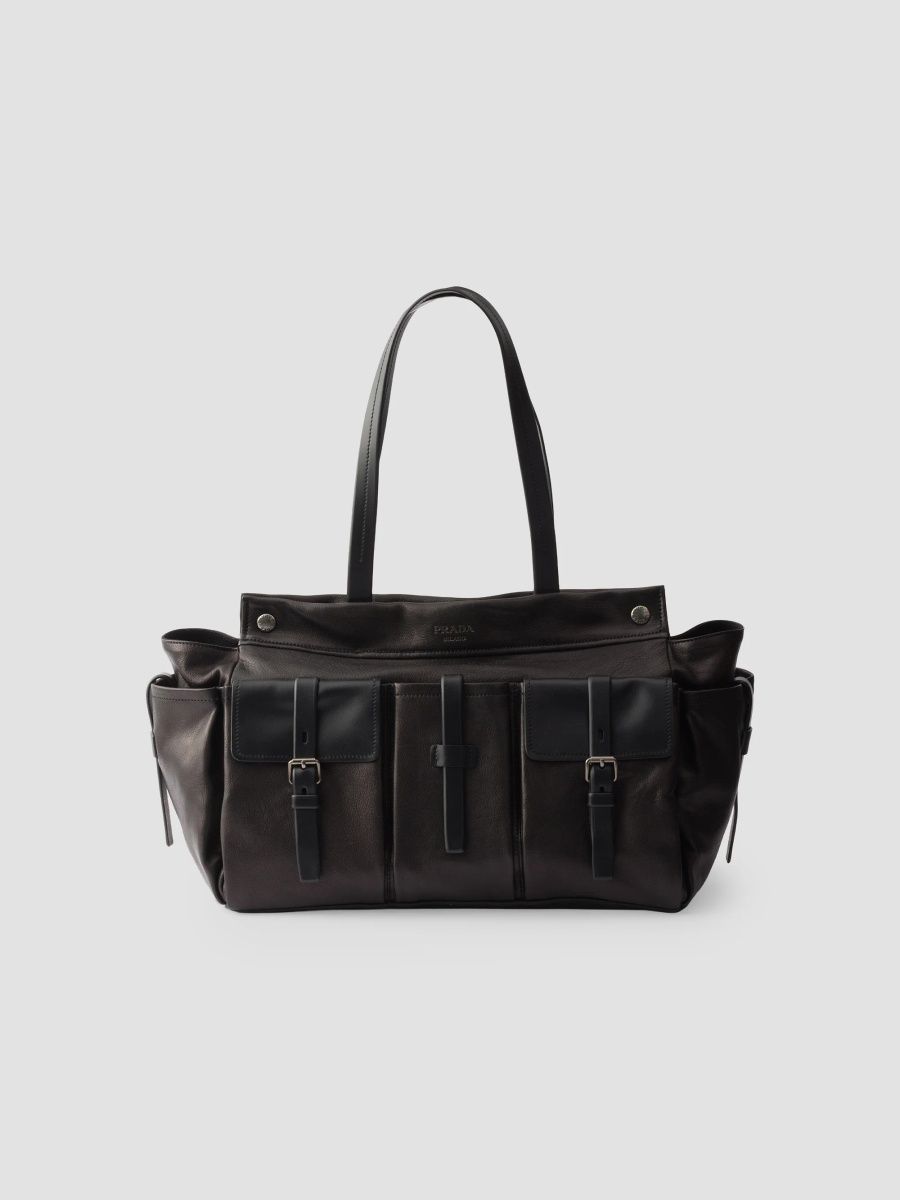 Prada Men's Route Leather Tote Bag - Black