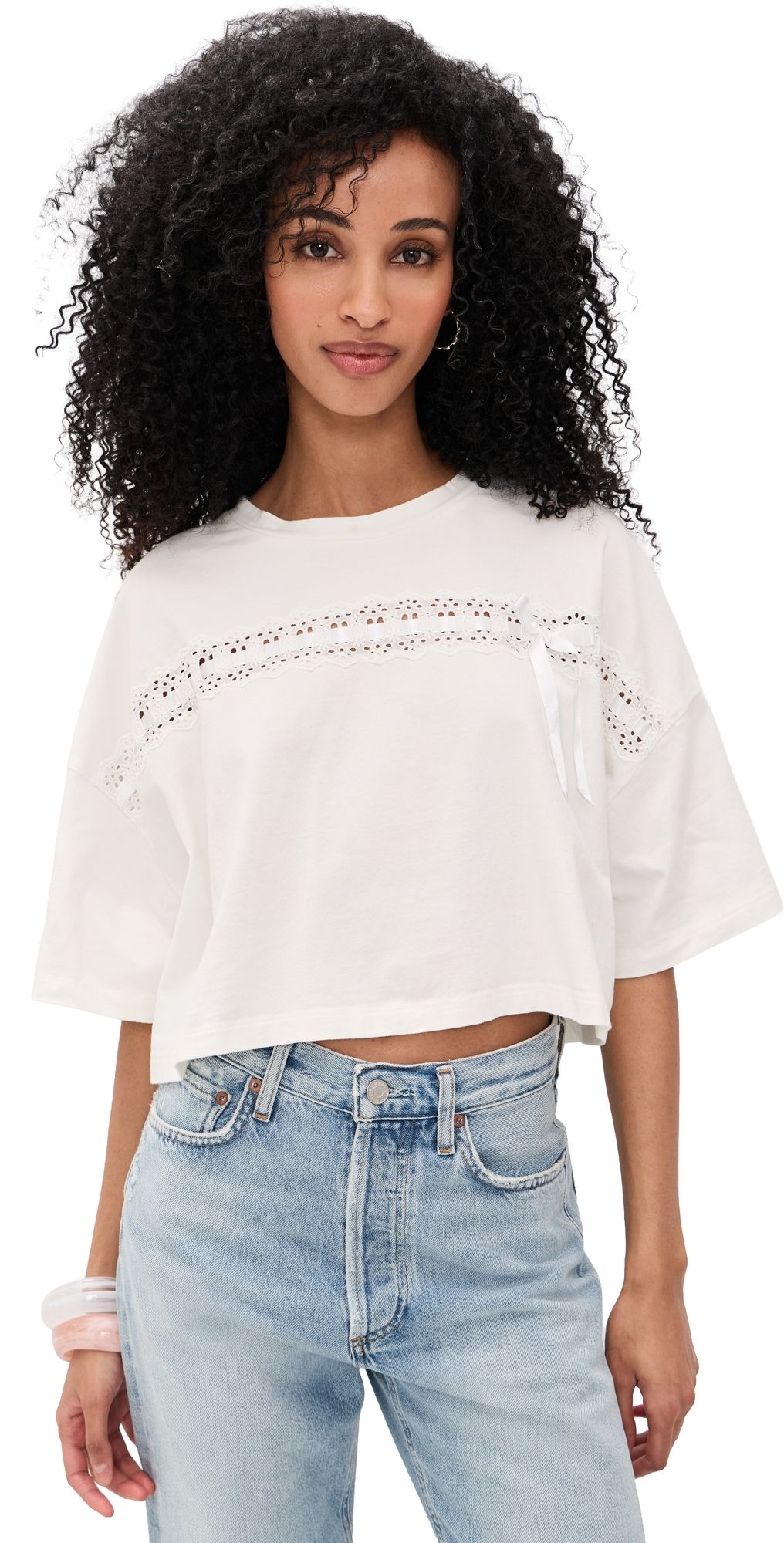 LoveShackFancy Mirelda Tee True White XXS