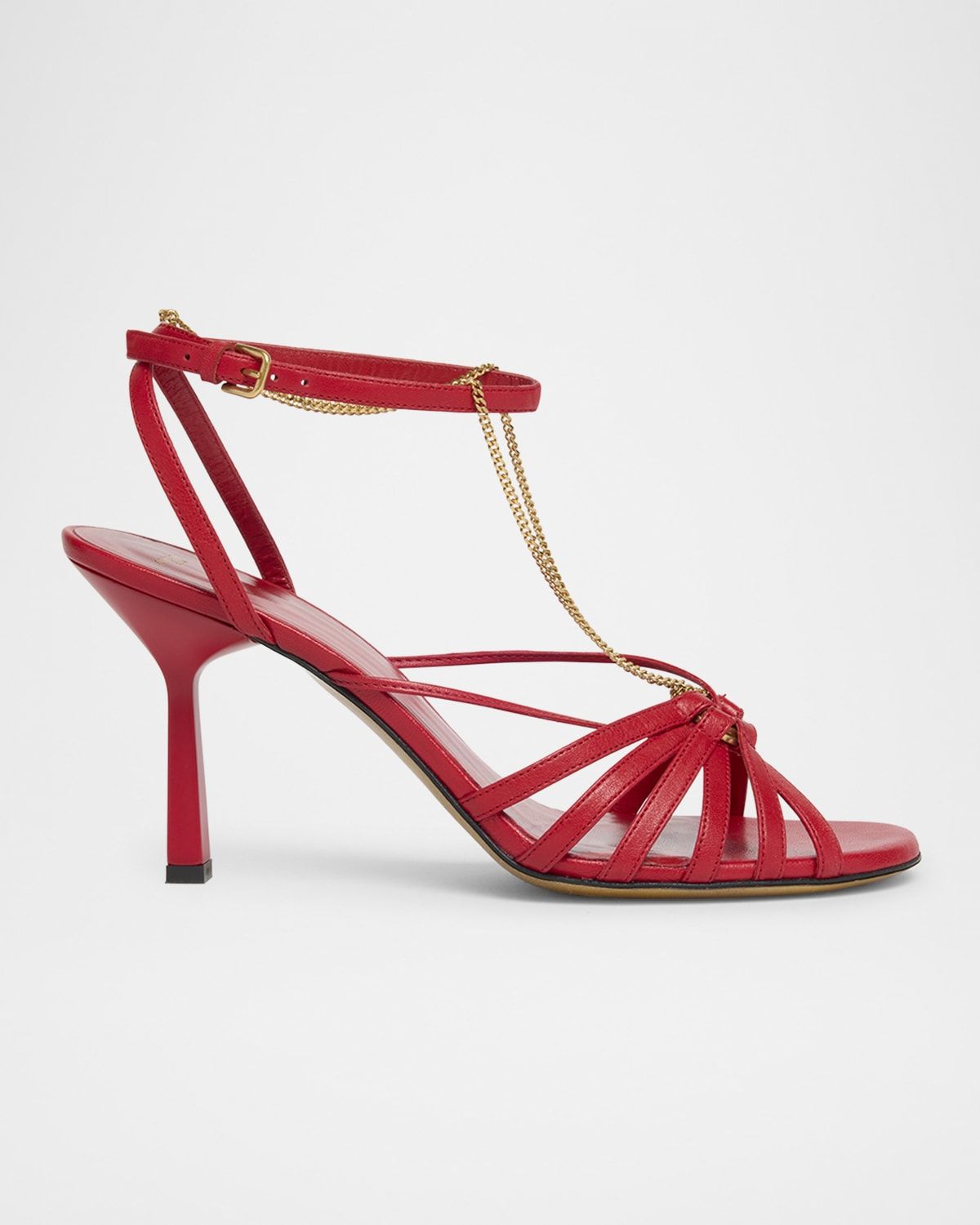 Nico Strappy Leather Ankle-Chain Sandals