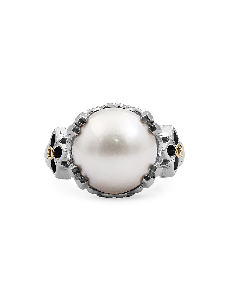 Women's Pearlicious Sterling Silver, 18K Yellow Gold & Multi-Stone Ring - Silver - Size 7