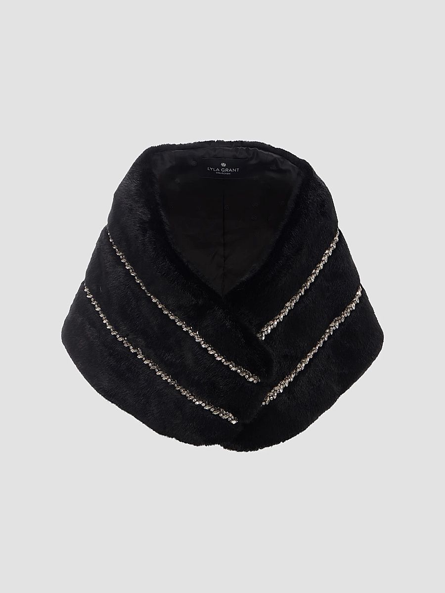 Lyla Grant Women's Stole with Rhinestone Inserts - Black