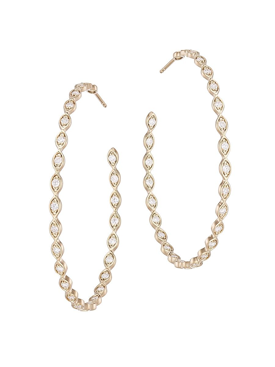 Women's 14K Yellow Gold & Diamond Large Evil-Eye Hoop Earrings