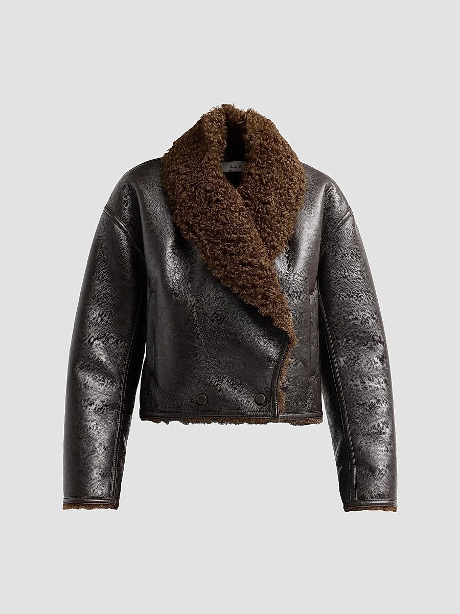 Women's Stella Faux Shearling Jacket - Deepest Pilot Brown - Size XL