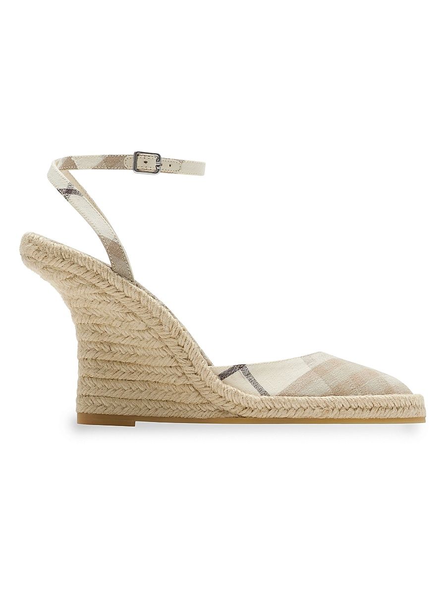 Women's Mews Check Espadrille Wedge Sandals - Cotton Ip Check - Size 10.5