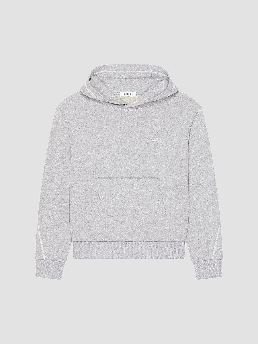 Givenchy Men's Couture Seam Hoodie in Fleece - Light Grey Melange - Size XXL