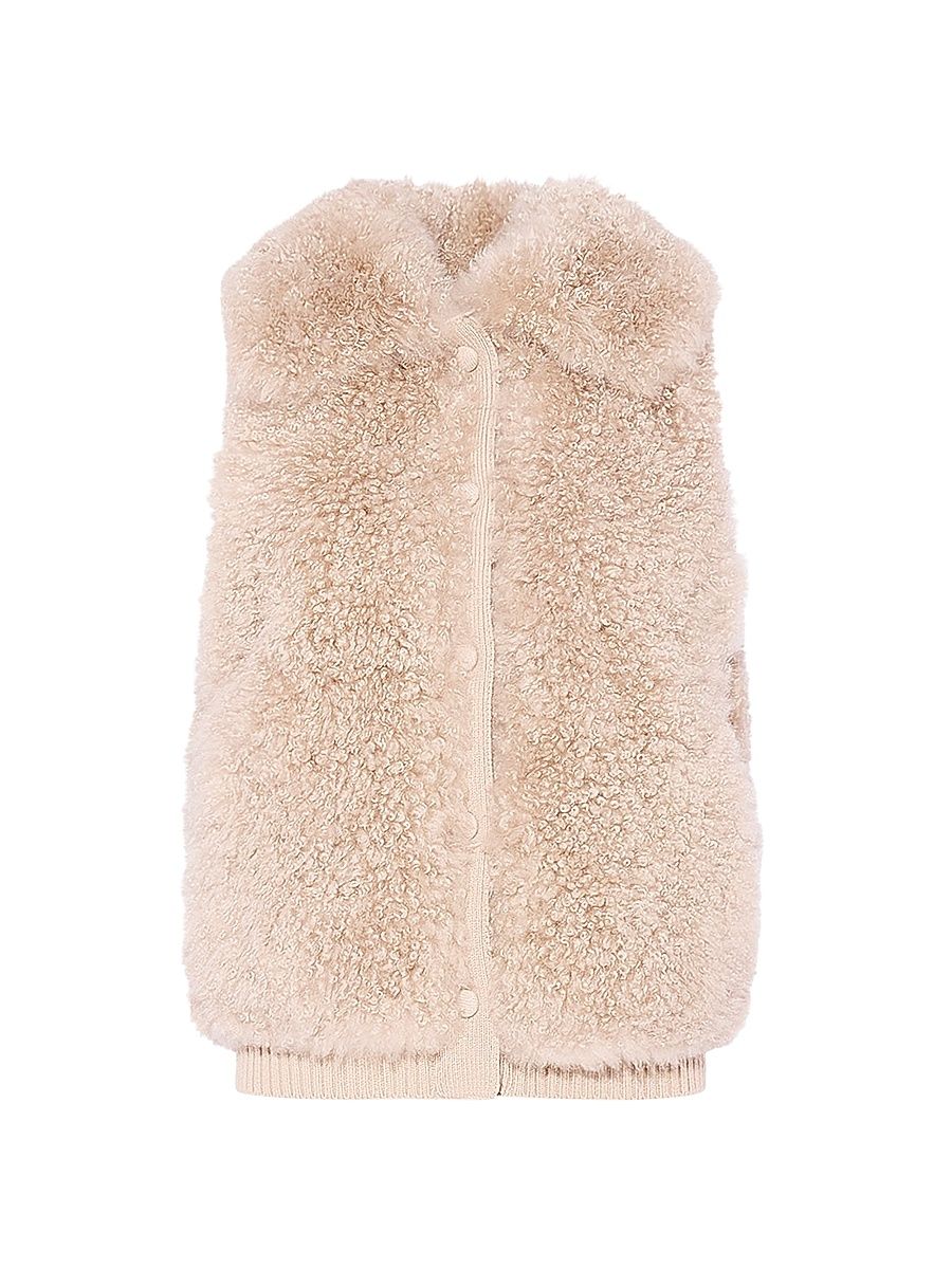 Women's Shearling Button-Front Gilet - Ficelle - Size XL