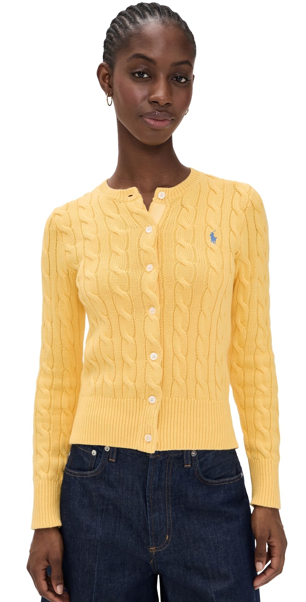 Polo Ralph Lauren Cable Knit Cardigan Beach Yello M