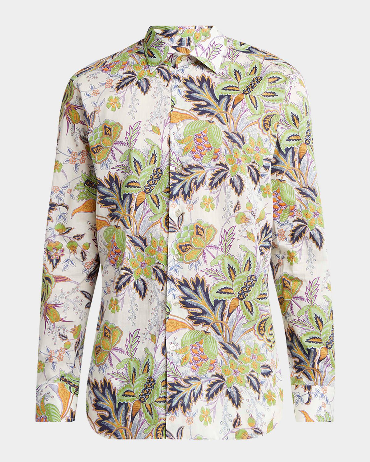 Men & apos;s Cotton Floral Palm Sport Shirt