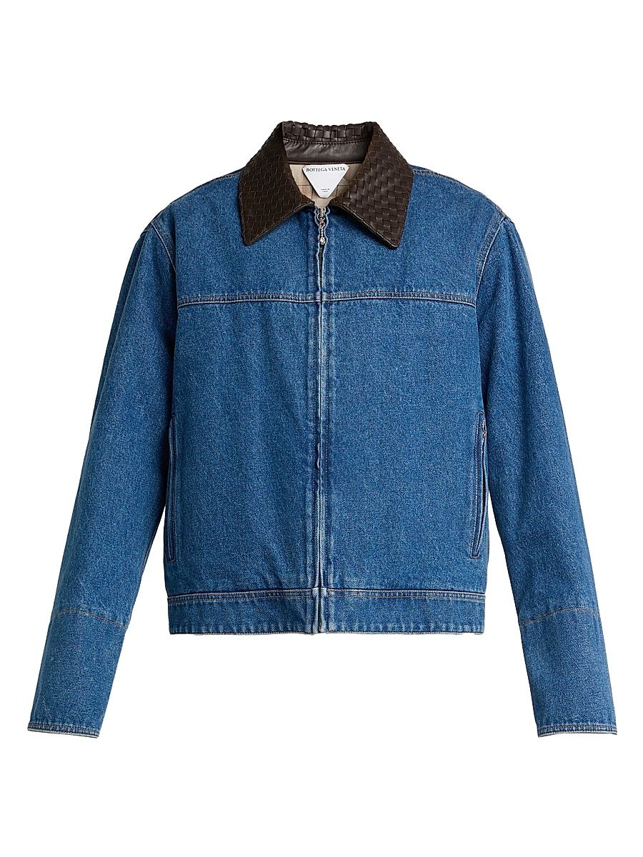 Bottega Veneta Men's Medium Indigo Denim Padded Jacket - Medium Blue - Size 38