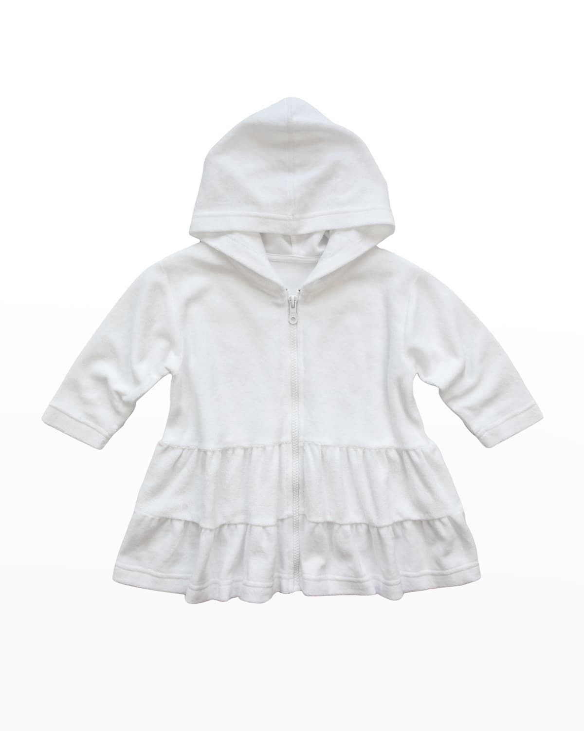 Girl & apos;s Solid Terry Hooded Tiered Coverup, Size 2-6X