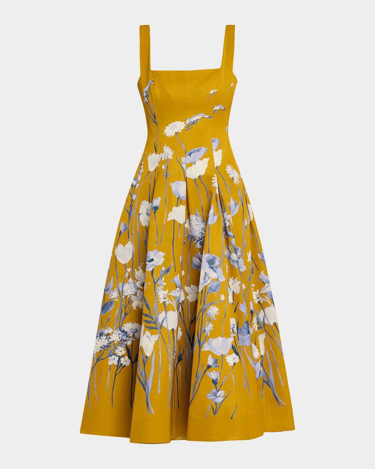Floral Faille Sleeveless Fit-&-Flare Gown
