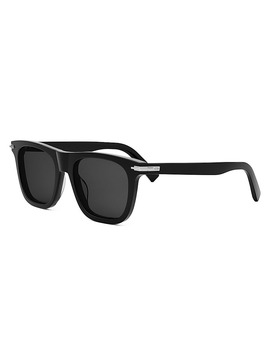 Men's DiorBlackSuit S13I Havana 53MM Square Sunglasses - Black Dark Grey