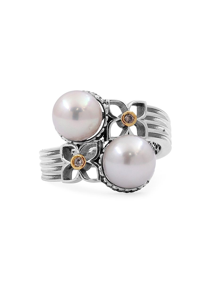 Women's Pearlicious Sterling Silver, 18K Yellow Gold & Multi-Gemstone Ring - Silver - Size 7