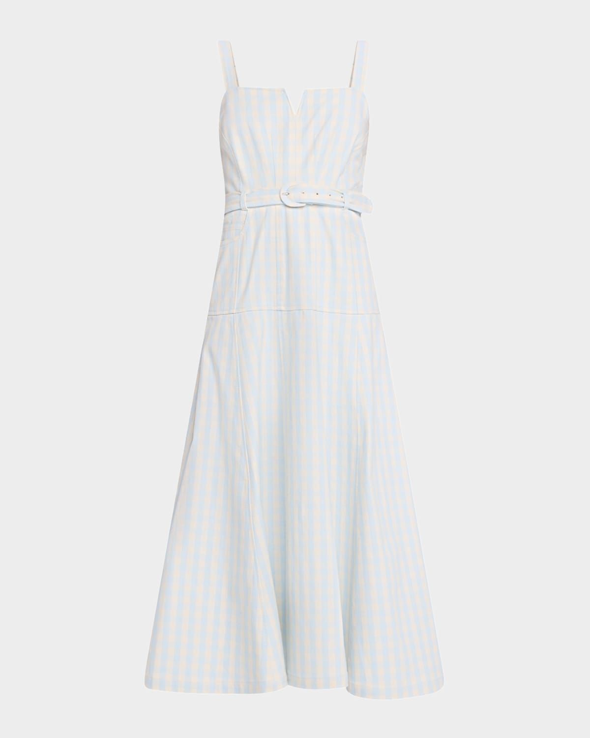 Tina Gingham Denim Midi Dress