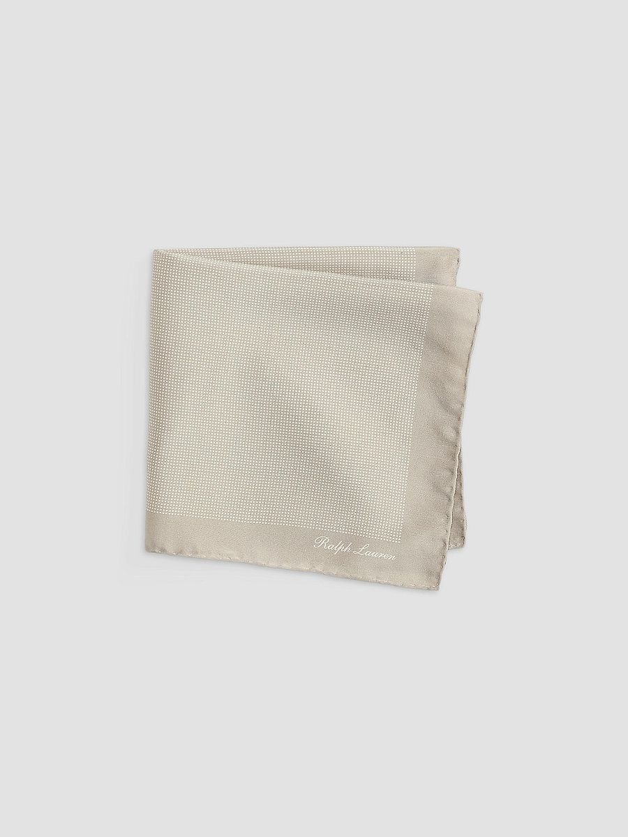 Men's Micro-Dot Silk Pocket Square - Pearl Grey