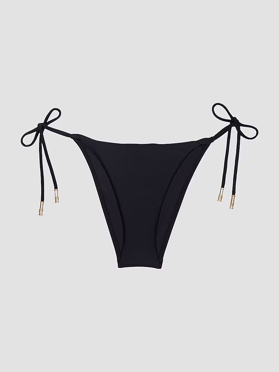 Women's 24K-Gold-Capped Side-Tie Bikini Bottom - Black - Size Large