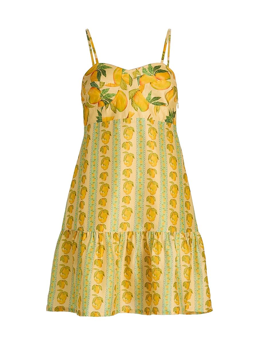 Women's Ammama Corset Mango-Print Minidress - Panna Cotta Mangoes - Size XL
