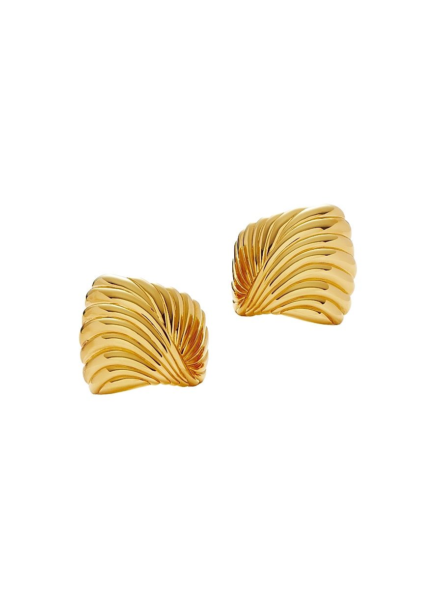 Women's 18K-Gold-Plated Ridged Stud Earrings - Gold