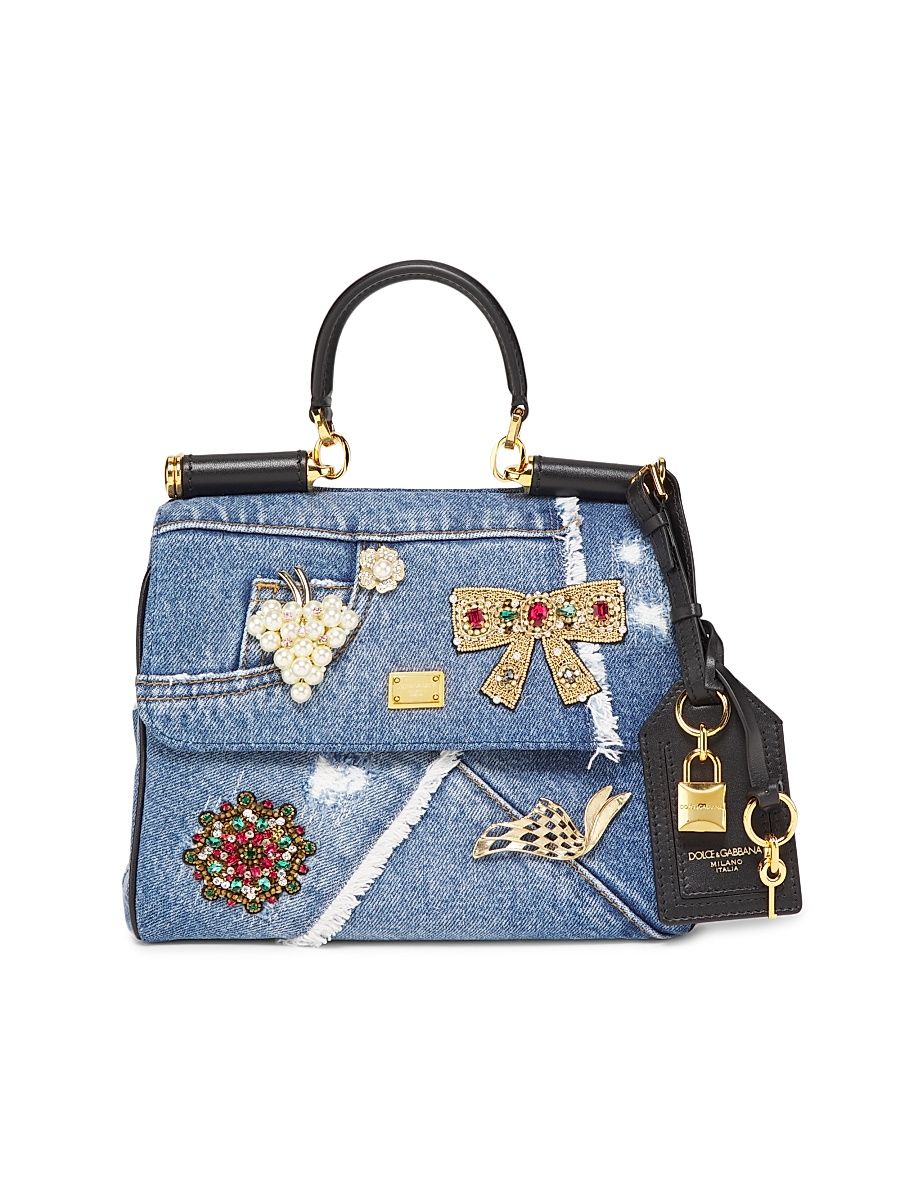 Women's Like A Virgin Embellished Denim Top Handle Bag - Blue Multicolor
