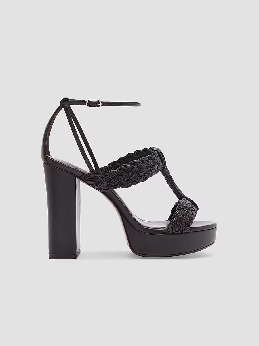 Women's Thalia 110MM Leather Block-Heel Sandals - Dark Brown - Size 12
