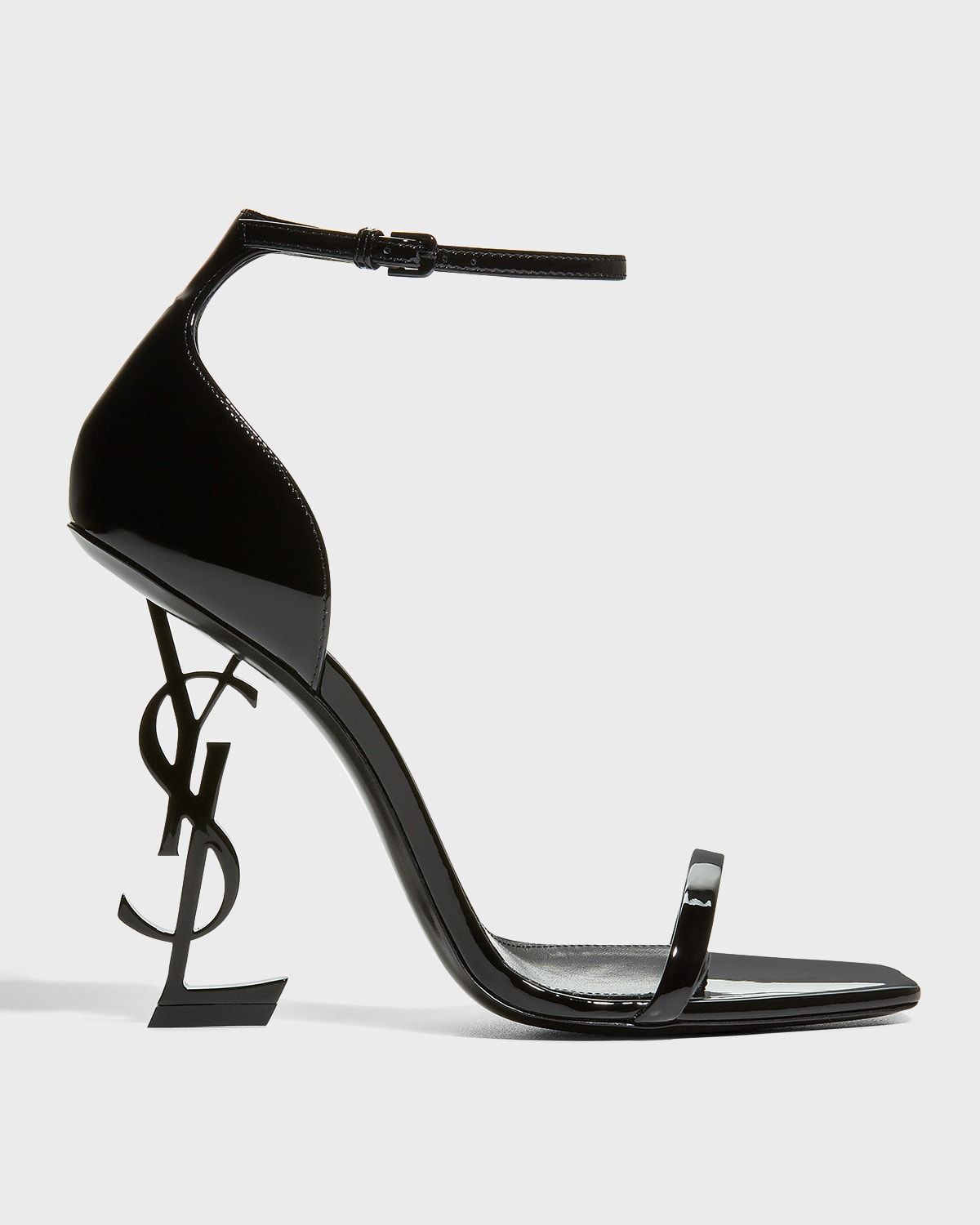 110mm Opyum YSL Patent Leather Sandals with Black Hardware