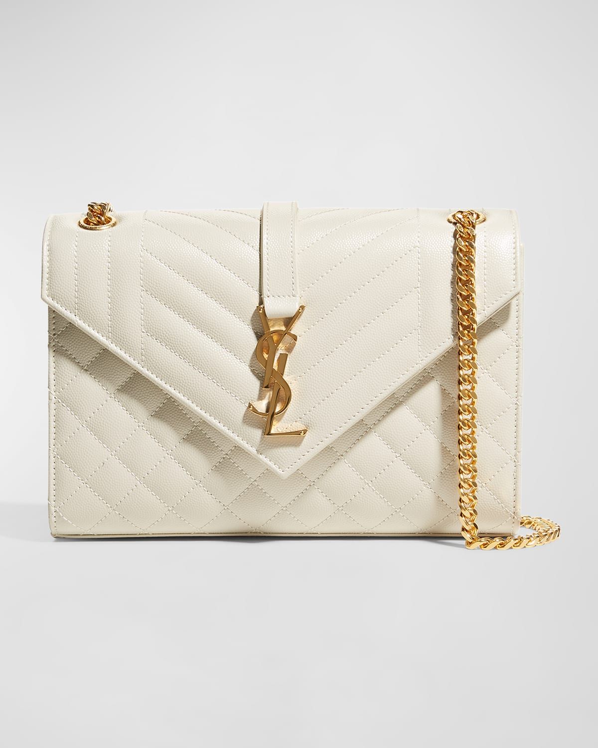 Envelope Triquilt Medium YSL Shoulder Bag in Grained Leather