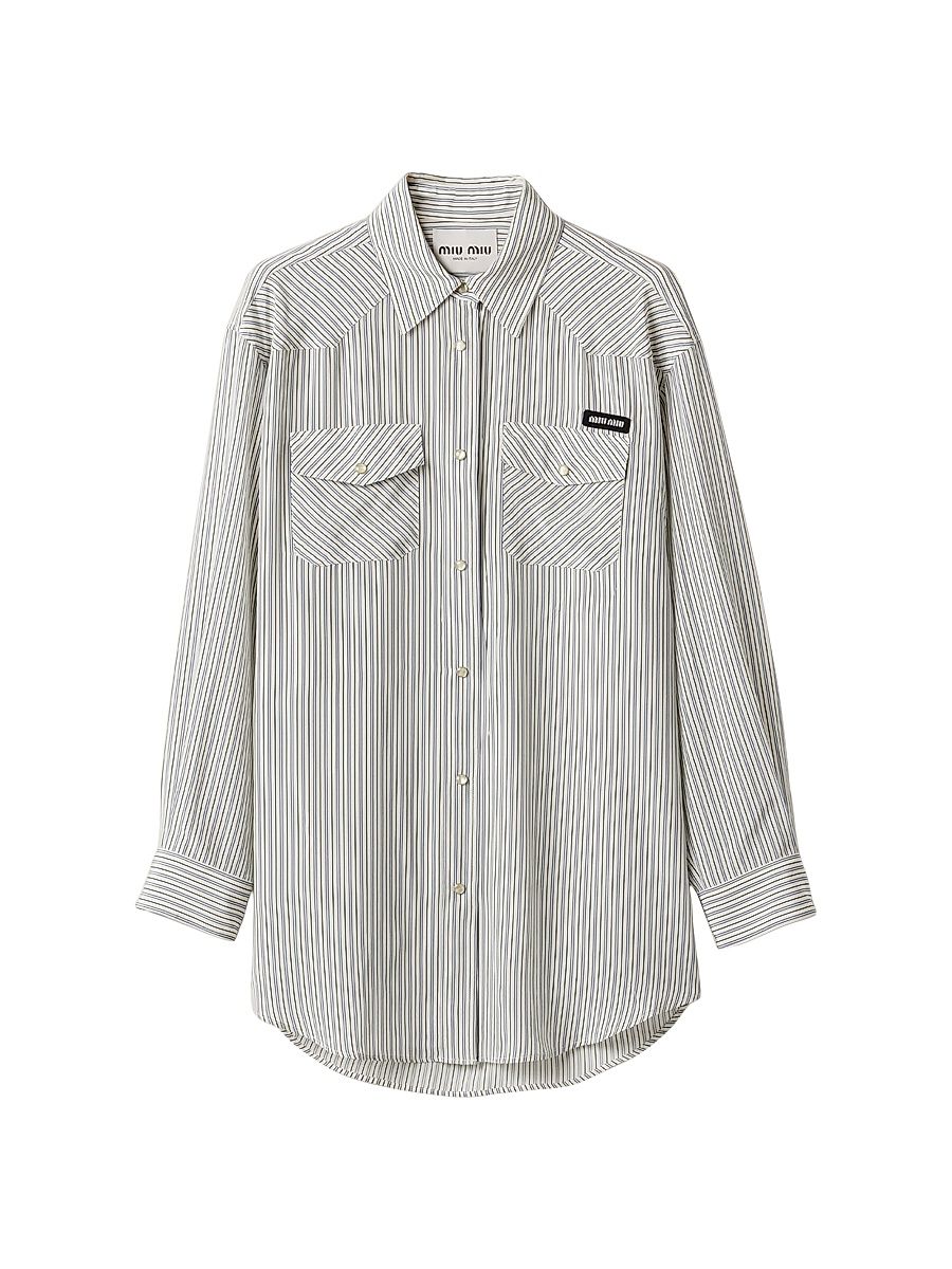 Women's Crêpe De Chine Shirt - Beige Multi - Size 4