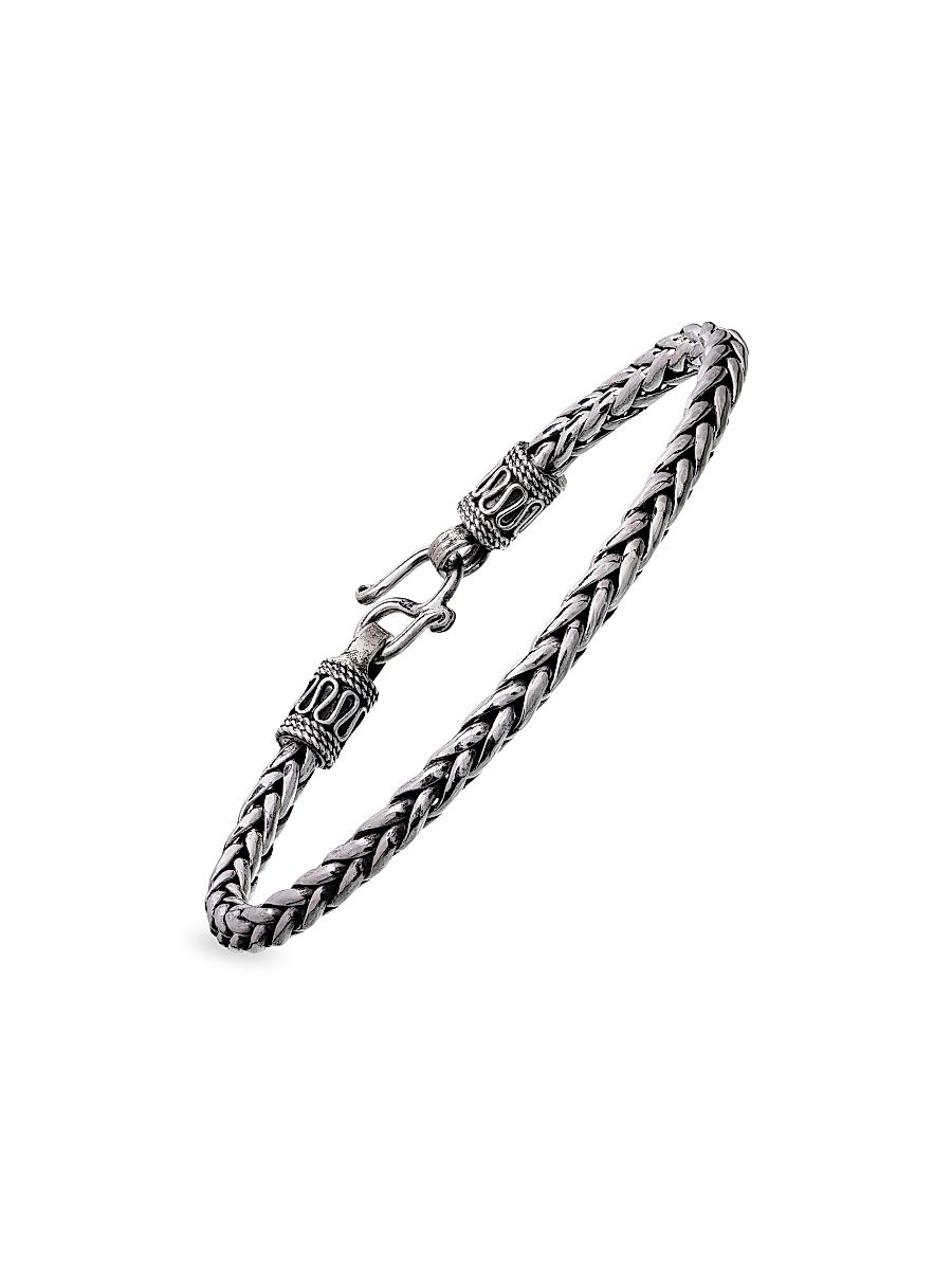 Men's Wheat Chain Sterling Silver Bracelet - Silver