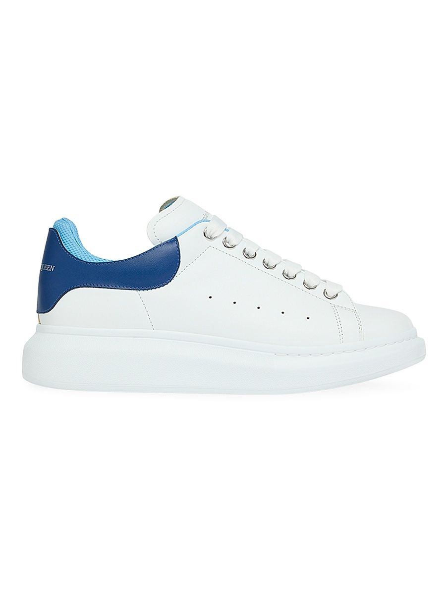 Men's Oversized Leather Low-Top Sneakers - White Blue - Size 15
