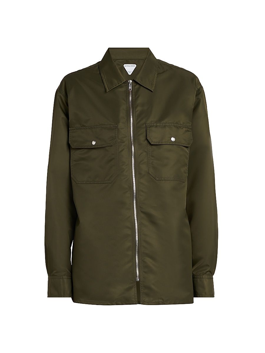 Men's Nylon Zip-Front Overshirt - Shrub - Size 38