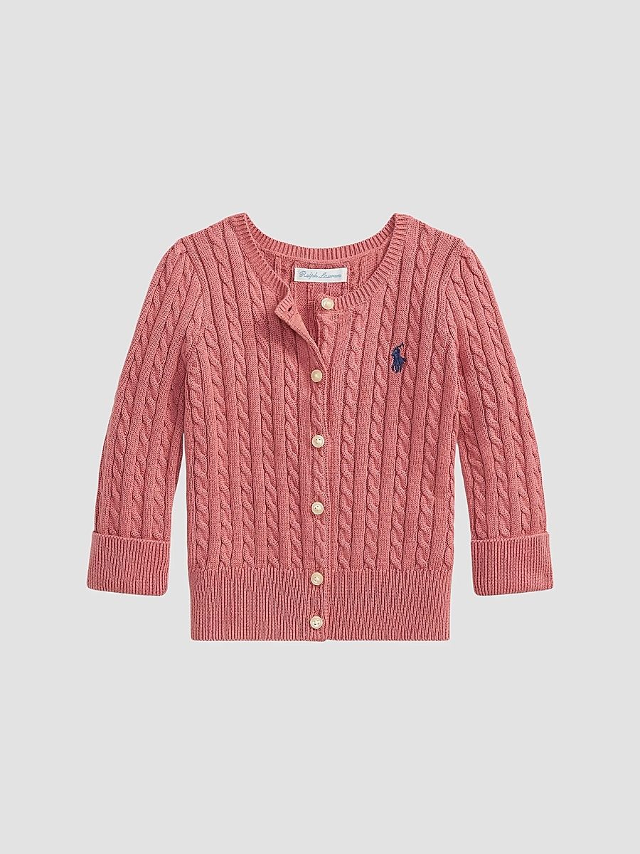 Baby Girl's Cable-Knit Cotton Cardigan - Canvas Pink - Size 9 Months