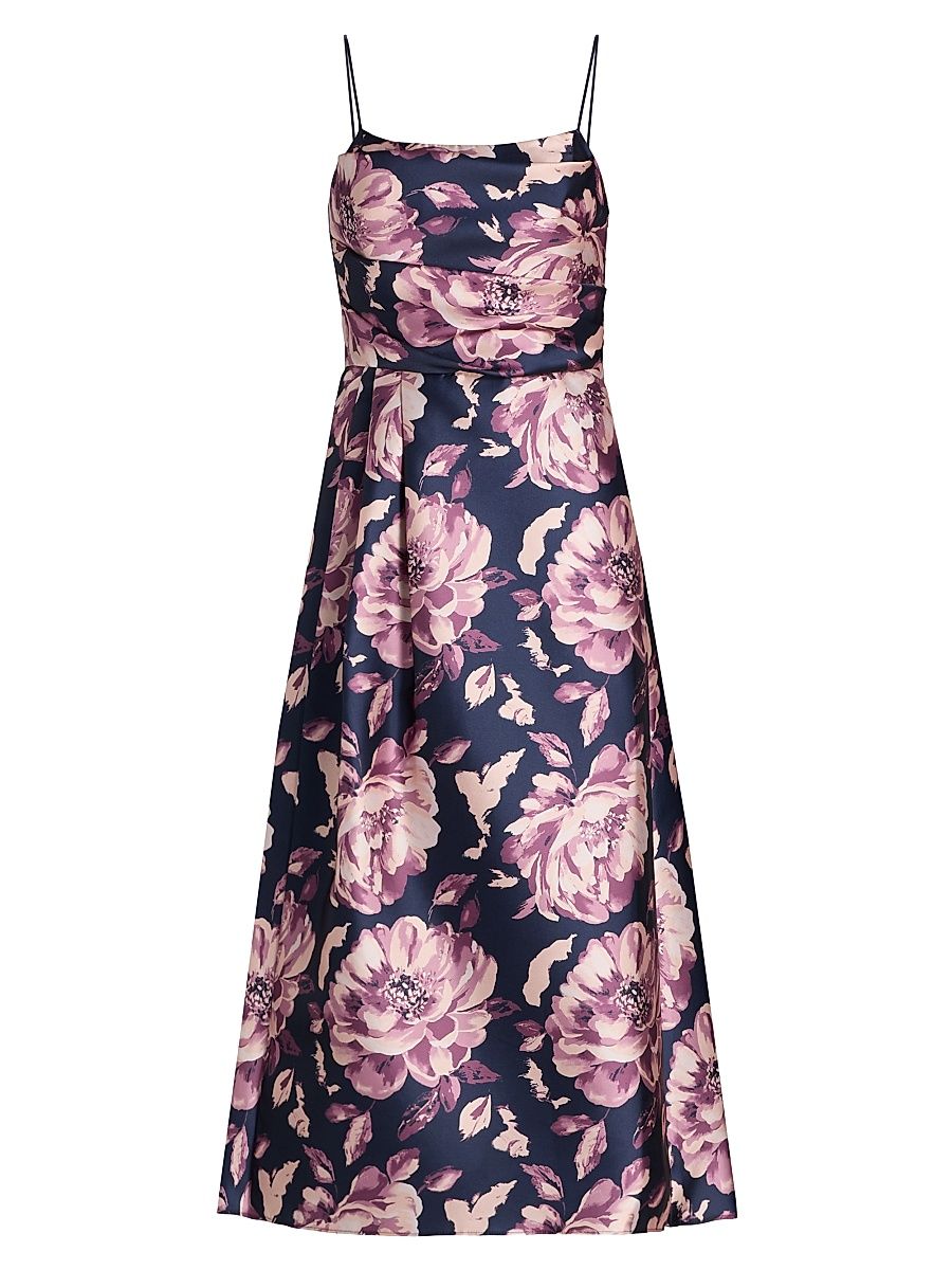 Women's Cayetana Floral Satin Midi-Dress - Peony Du Soir - Size 2