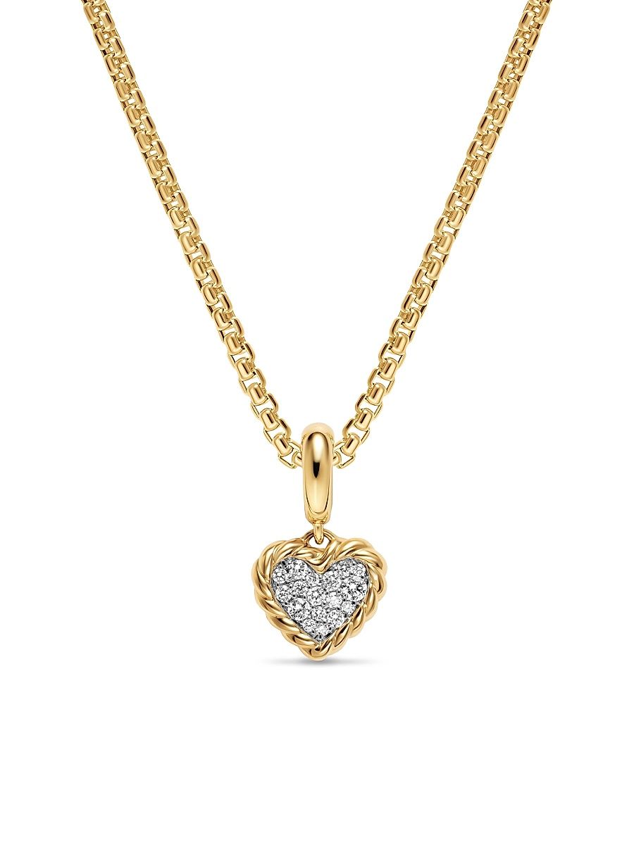 Women's Petite Elements Heart Plate Pendant in 18K Yellow Gold with Diamonds 8.2MM - Diamond